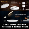 18w Round 2 in 1 Super Slim 13mm Surface Mount & Recessed LED Ceiling Panels