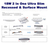 18w Round 2 in 1 Super Slim 13mm Surface Mount & Recessed LED Ceiling Panels